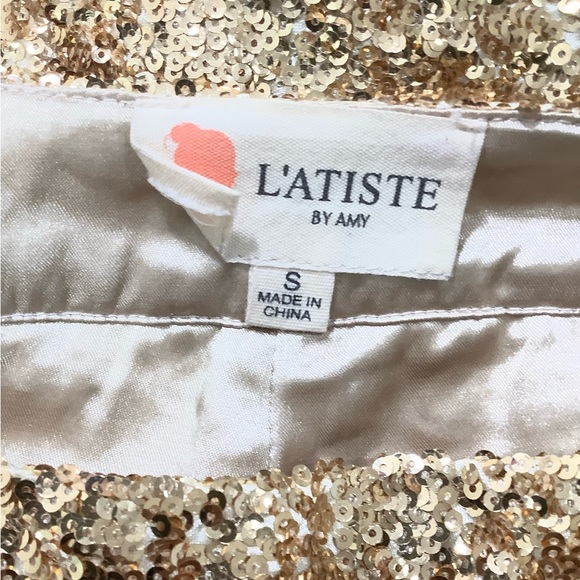 L’ATISTE Sequined Gold High Rise Shorts - Picture 4 of 4
